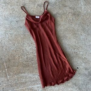 Pink Lily Orange Satin Cowl Neck Dress